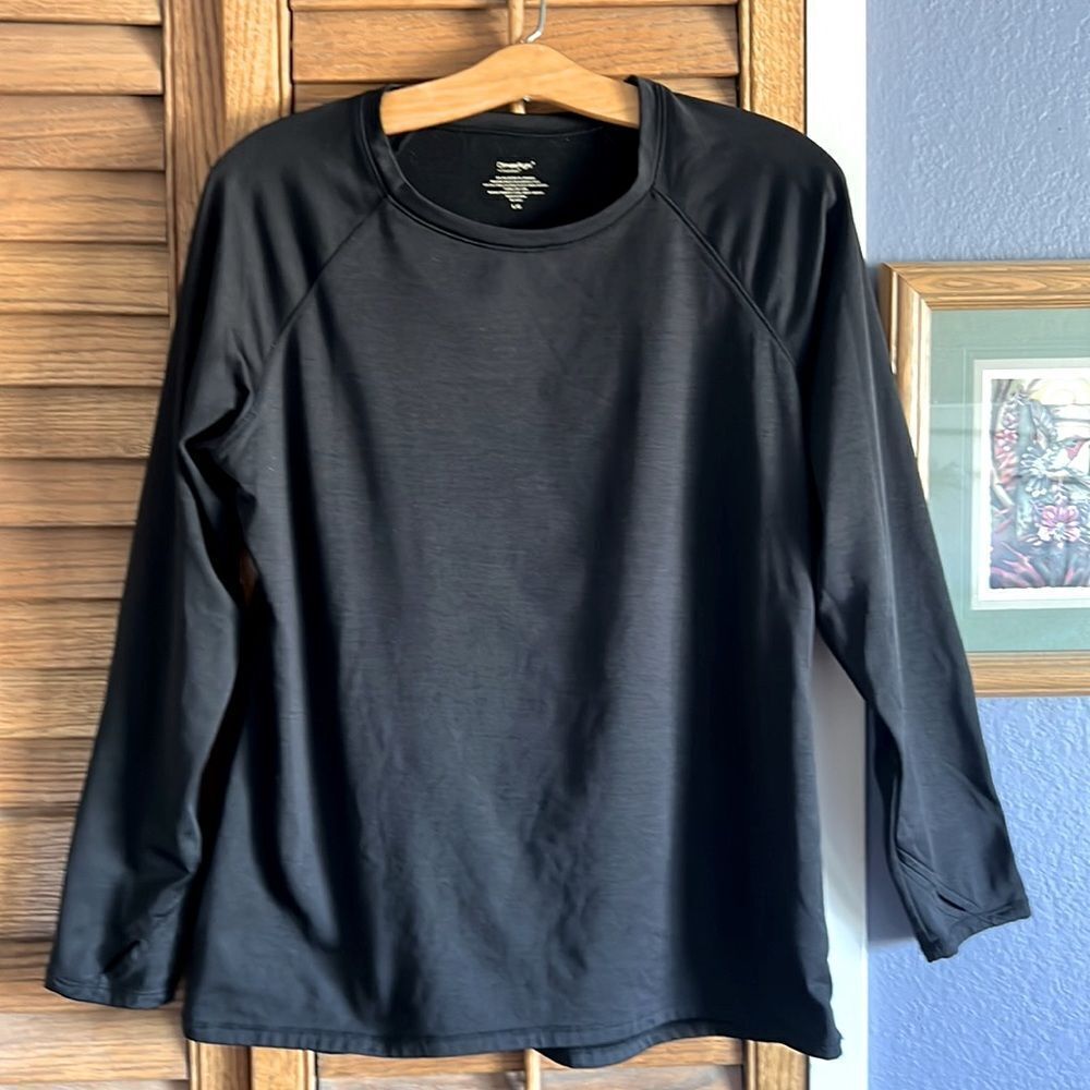 Cuddl Duds Women's Long Sleeve Crewneck Top - Black - Picture 2 of 10